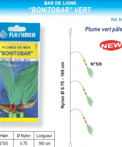FLASHMER Bas de Ligne Bonitobar 3 Hameçons N° 5/0