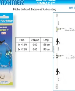 FLASHMER Bas de Ligne Hameçons N°2/0 Impact