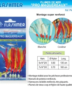 FLASHMER Leurres|Nos Meilleurs Prix !^Bas de ligne Plumes de Mer Pro Maquereaux