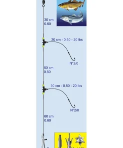 FLASHMER Bas de ligne Surf DL11 - 2 Hameçons N°4