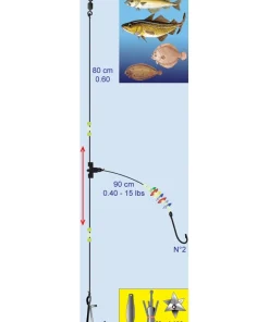 FLASHMER Bas de ligne Surf DL5 - 2 Hameçons N°1/0