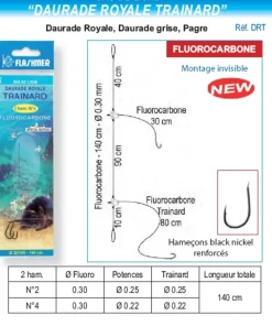 FLASHMER Bas De Lignes Surfcasting|Bas De Ligne Carnassiers^Bas de ligne Trainard Daurade Royale 2 Hameçons