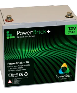 POWERTECH Batterie Marine^Batterie 12V Lithium Etanche Powerbrick+ 12V 70Ah