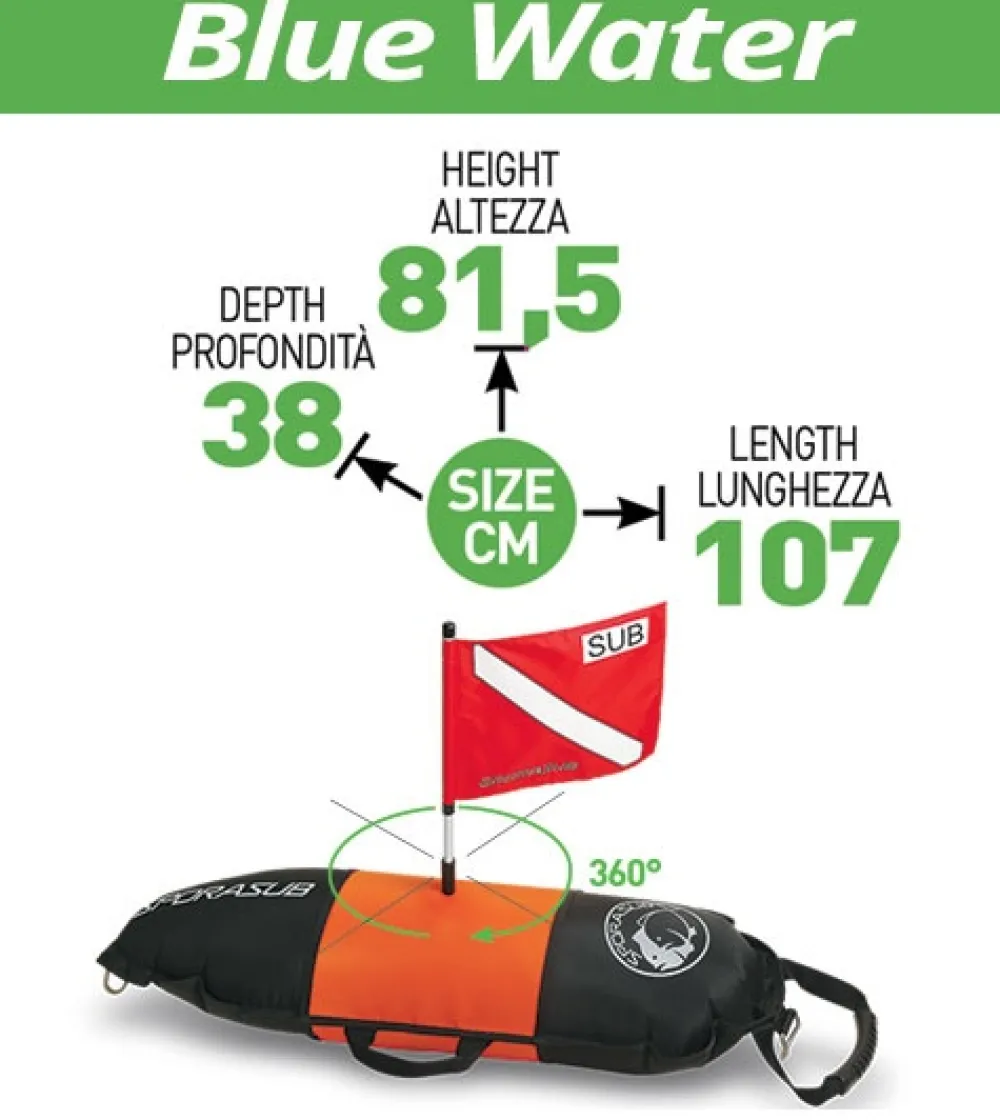 SPORASUB Bouée De Traction^Bouée longue gonflable chasse sous marine Blue Water