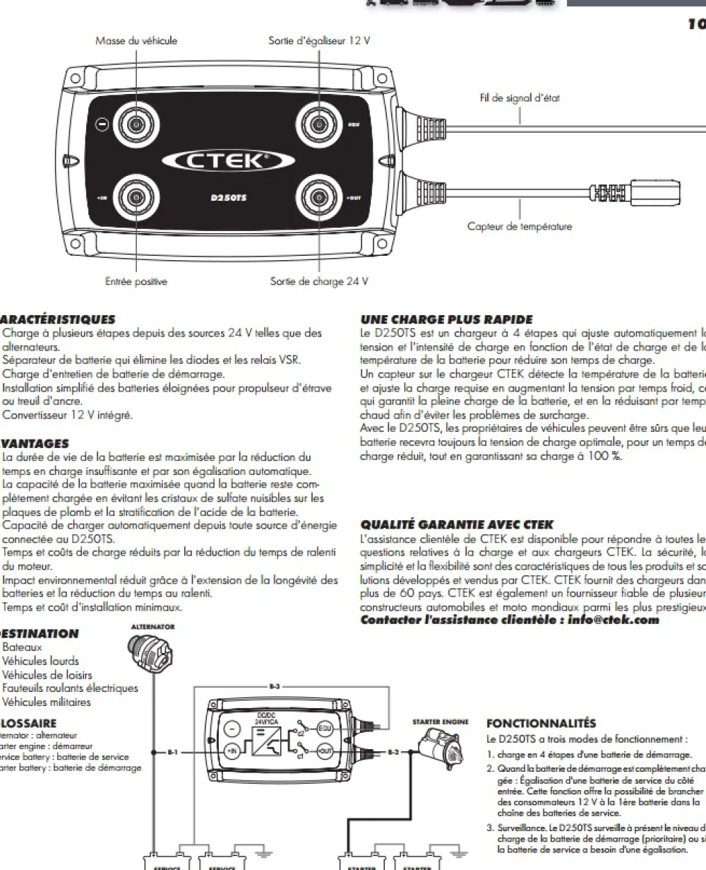 CTEK Chargeur De Batterie^Chargeur de batterie D250TS 10A 24V