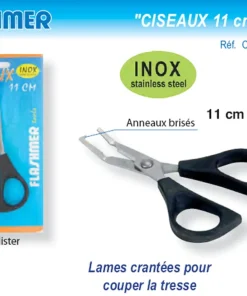 FLASHMER Ciseaux Inox 11 cm Tresse et Anneaux Brisés