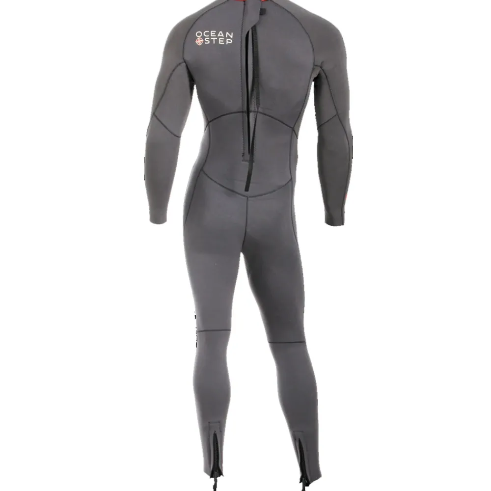 OCEAN STEP Combinaison longe cote homme Dualzip Steamer 4/3mm Gris-Rouge