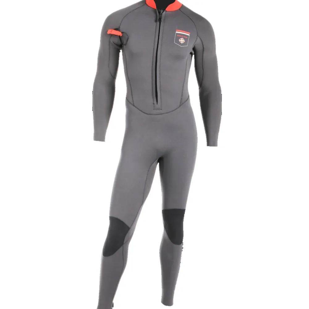 OCEAN STEP Combinaison longe cote homme Dualzip Steamer 4/3mm Gris-Rouge