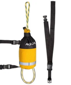 AQUA DESIGN Sécurité Canoë Kayak^Corde de sécurité Throwbag avec ceinture Jaune 25 mètres