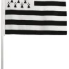 DéCOMARINE Drapeau Breton 10 x 15 avec batonnet