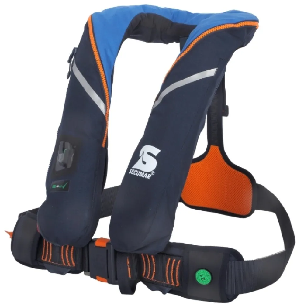 SECUMAR Gilet de sauvetage Automatique Survival 220N Bleu clair + harnais| Gilet De Sauvetage