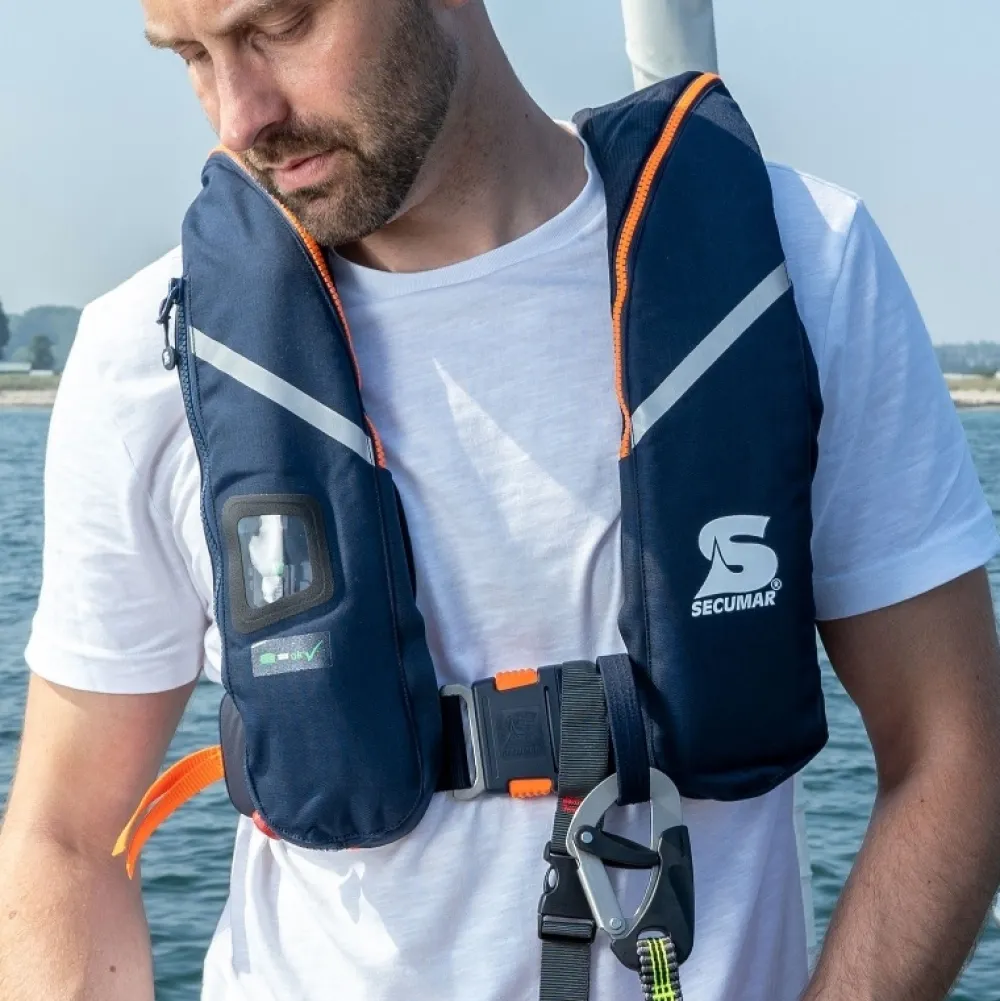 SECUMAR Gilet de sauvetage Automatique Survival 275N  Bleu foncé + harnais