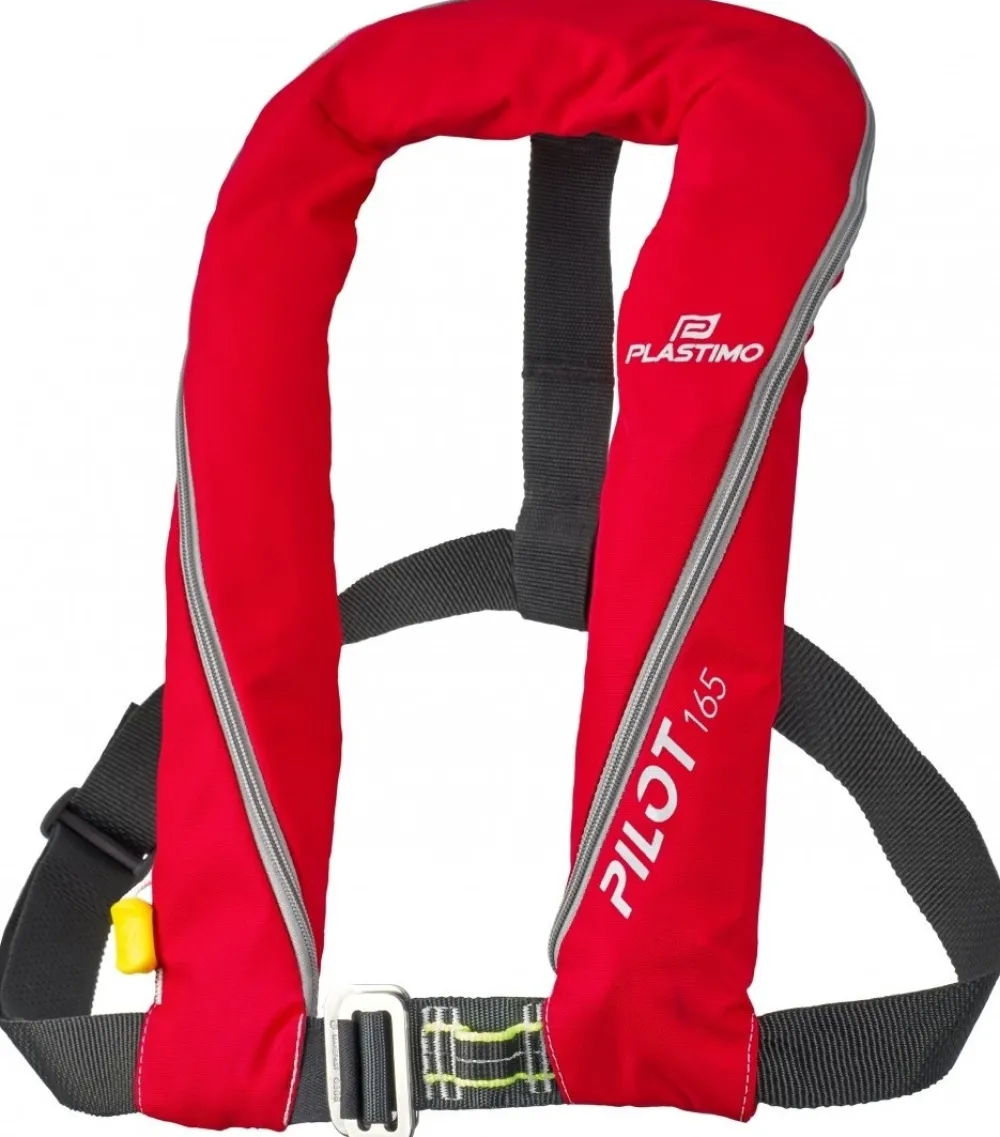 PLASTIMO Gilet gonflable Pilot 165N Automatique Rouge + Harnais