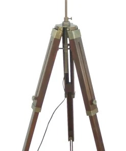 DéCOMARINE Lampe trepied en bois & Laiton vieilli