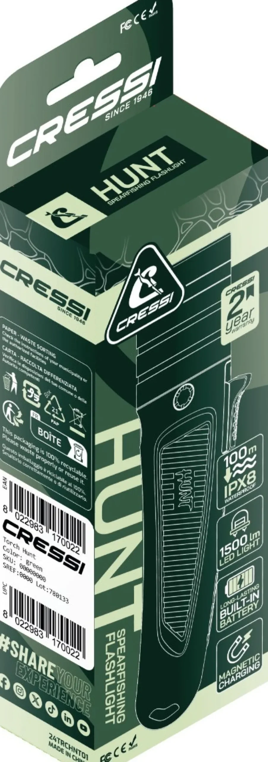 CRESSI-SUB Phares Et Lampes|Lampe Étanche^Lampe de plongée Cressi Hunt 1600 Camou