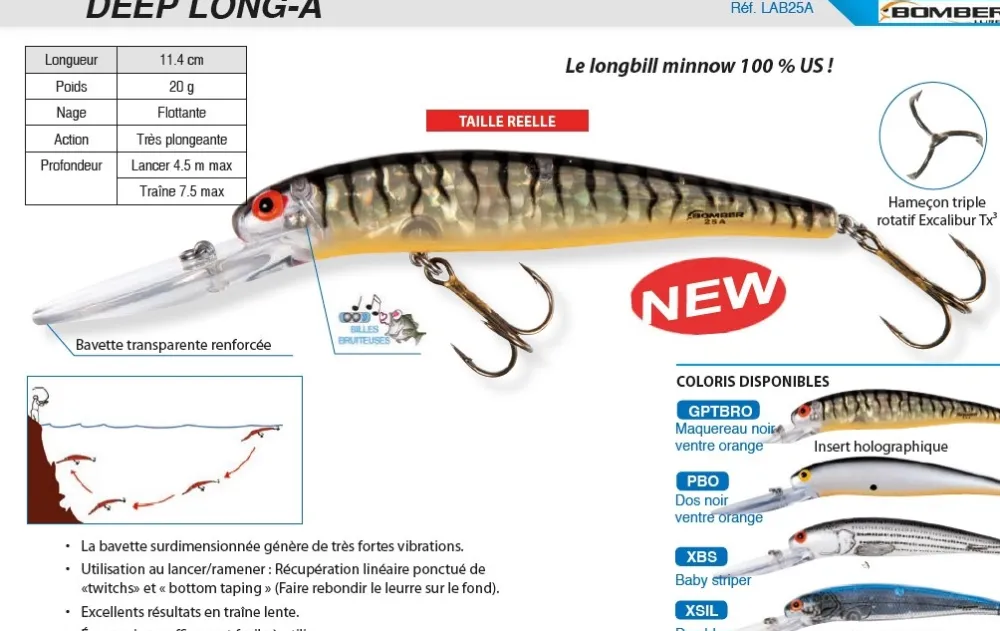 BOMBERLURES Leurre Deep Long A 11.4 cm