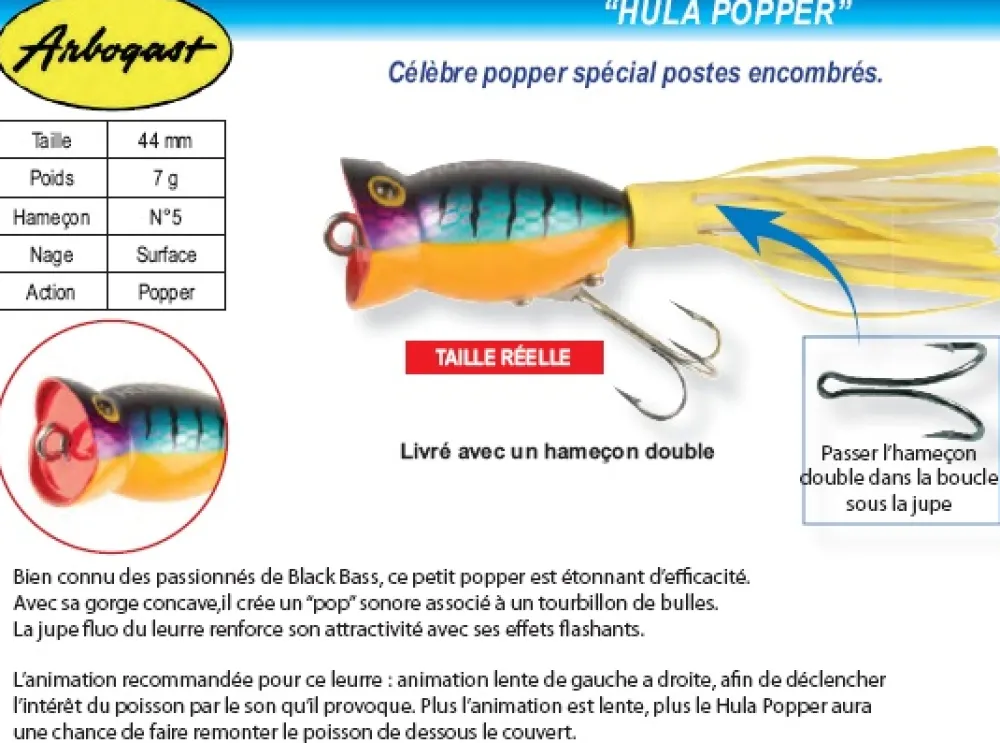 FLASHMER Leurre Hula Popper 44 mm| Leurres|Leurres Carnassier