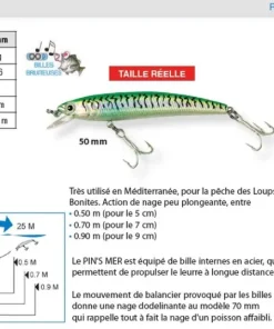 YO-ZURI Leurres Truite|Leurres^Leurre Pin's Mer 5 cm