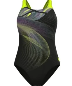 Femme ARENA Maillot de bain Jellyfish Swimsuit Swim Pro Femme - Black multi-artic lime