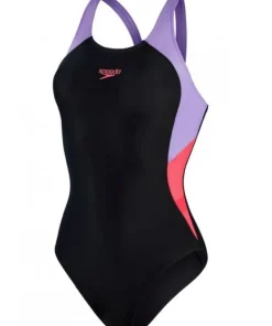 Femme SPEEDO Maillot de bain Colourblock Splice Muscleback Black/Miami Lilac/Rasberry Fill