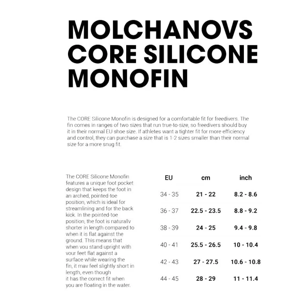 MOLCHANOVS Monopalme^Monopalme apnée Core Silicone Monofin Bleu