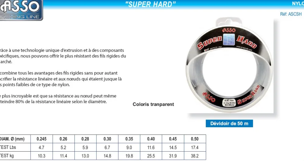 ASSO Nylons / Tresses|Nylons / Tresses Carnassier^Nylon Super Hard 50 m 40/100