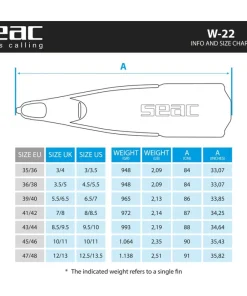 SEAC SUB Palmes chasse sous marine ou apnée W22 Noir