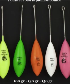 LEMER Plombs De Pêche / Bombettes / Buldos / Flotteurs|Plombs Carpe^Plombs Bombe + tige Plastifiés Vert Phospho