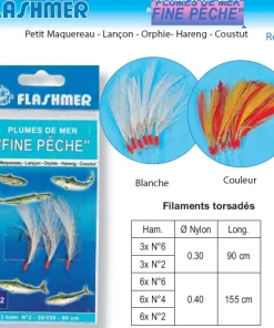 FLASHMER Leurres|Tous Les Produits^Plumes de Mer Fine Peche 6 X N°2