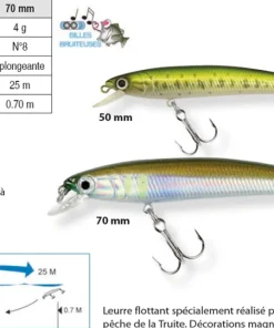 YO-ZURI Leurre Bar|Leurres Truite^Poissons nageurs Pin's Minnow 5 cm