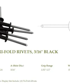 SEA-LECT DESIGNS Accastillage Kayak De Pêche^Rivet Aluminium Noir Tête Bombée 3/16" Pack de 10