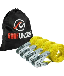 SURF UNITED Transport Et Stockage Canoë-Kayak^Sangles à cliquet par 4 Jaune 5M X 25MM