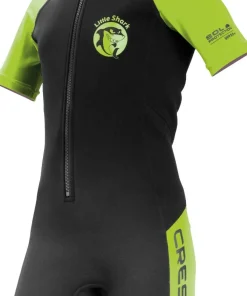 CRESSI-SUB Combinaisons Snorkeling|Spécial Enfant^Shorty de Natation enfant Cressi Little Shark - 2 mm - Black/Lime