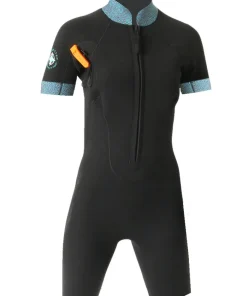 OCEAN STEP Shorty femme longe cote Dualzip Steamer 2/2mm Teal Elephant