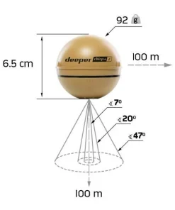 DEEPER Echosondeur|Echosondeur Float Tube^Sondeur CHIRP+ V2 avec support téléphone