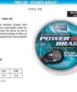 ASSO Tresse Power Braid Noire 130 m| Nylons / Tresses Carnassier
