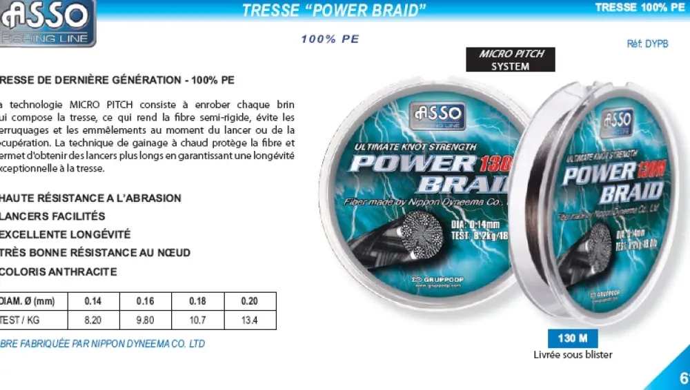 ASSO Tresse Power Braid Noire 130 m| Nylons / Tresses Carnassier