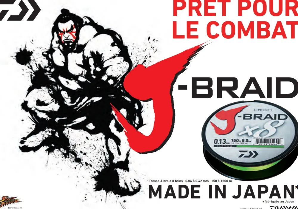 DAIWA Tresse Pêche|Tous Les Produits^Tresse J Braid 8 brins 1500 m Verte