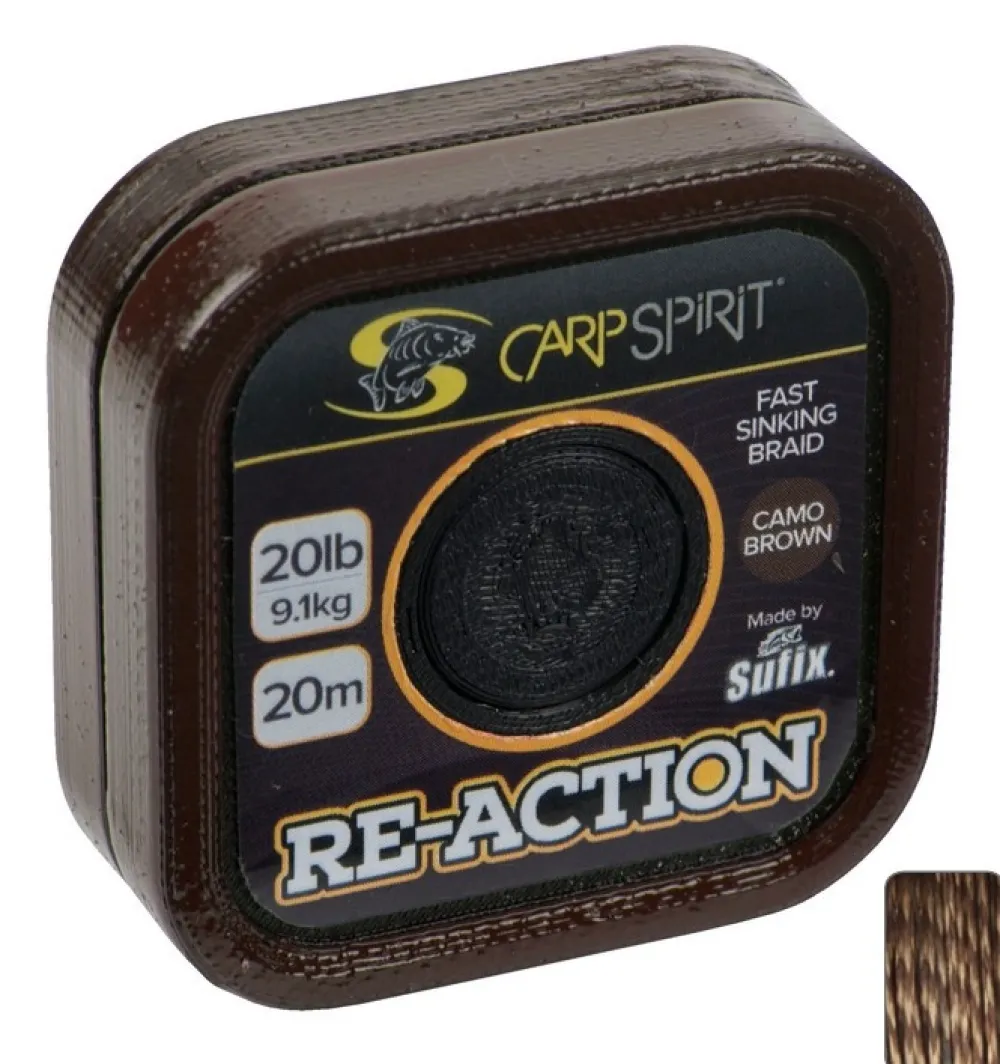 CARPSPIRIT Bas De Ligne Carpe Et Hameçons Carpe|Accessoires De Montage Surfcasting^Tresse de Montage Re-Action Braid 20 m Camo Brown