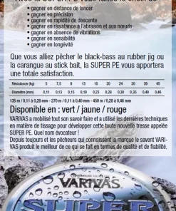VARIVAS Tresse de pêche Super PE verte 270 m