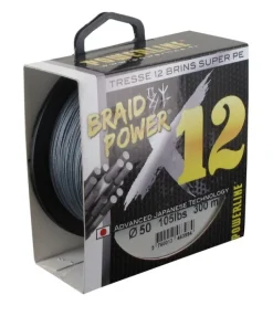 POWERLINE Fils De Pêche|Tresse Pêche^Tresse Braid Power X12 Grise 450 m