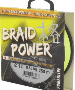 POWERLINE Tresse Pêche|Nylons / Tresses^Tresse power jaune 1000 m